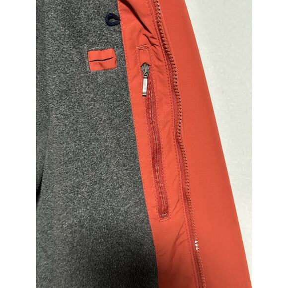 Lands End Orange Jacket Mens Windcheck Hooded Fleece Lined Large 42-44 EUC - Picture 9 of 13